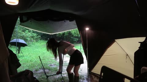 ASMR Solo camping soaked in rainstorm Relaxing deep sleep