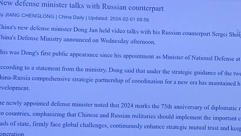 #China, defense minister Dong Jun held video talks with his
