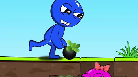 Rainbow Friends Blue Noticed Pink stealing his food - Funny Animation