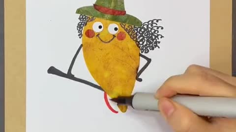 Halloween is coming, let's make a little witch riding a broomstick with leaves.。
