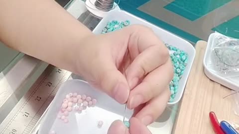 16inch Natural turquoise and pink opal round beads gemstone necklace beautiful jewelry blue and pink