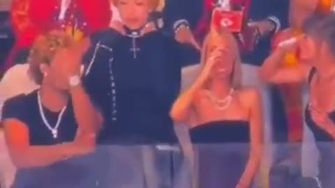 Taylor Swift's guest: Ice Spice throwing up some, secret Satanic Hand Signs #shorts #viral