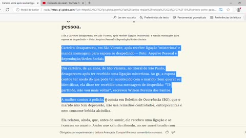 Carteiro some após receber ligação, sair de casa e enviar mensagem de despedida à esposa no ...