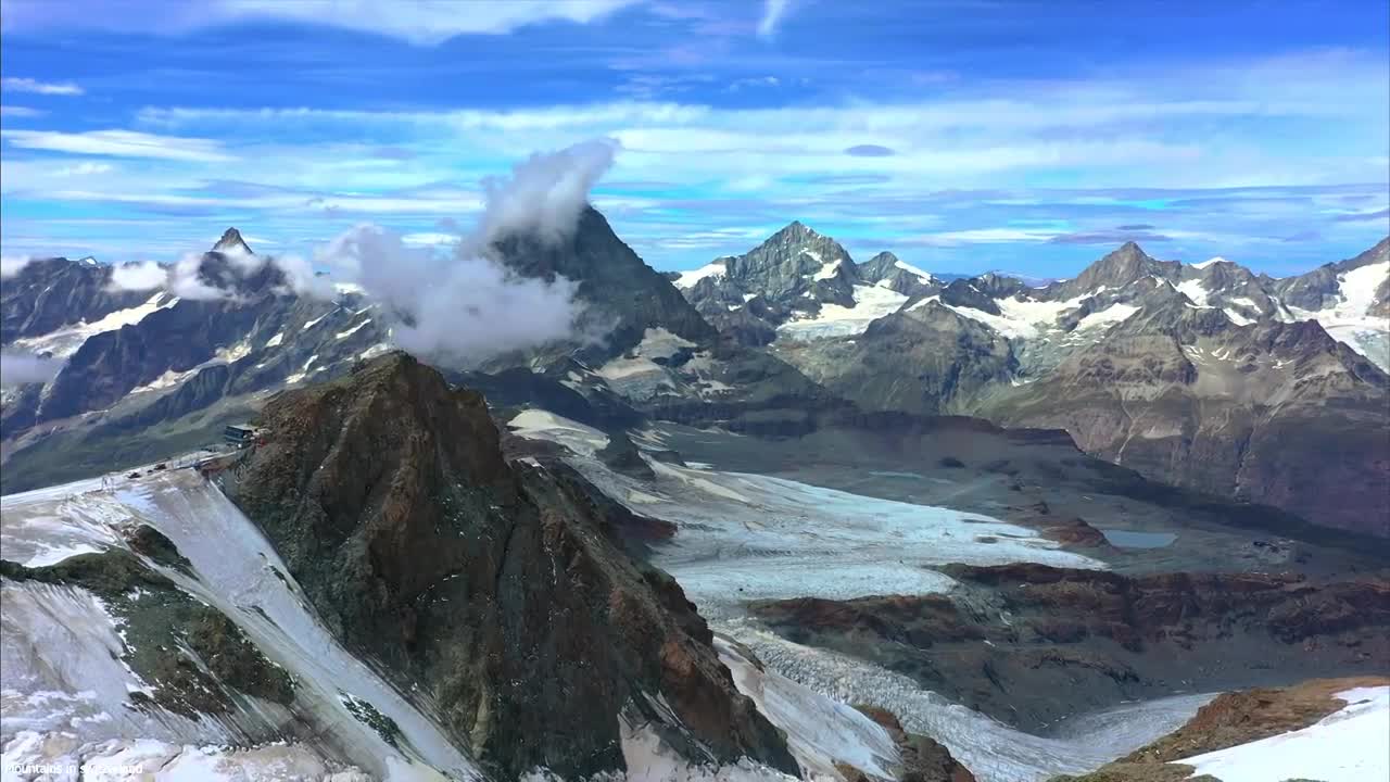 The mountains of Switzerland are covered in snow