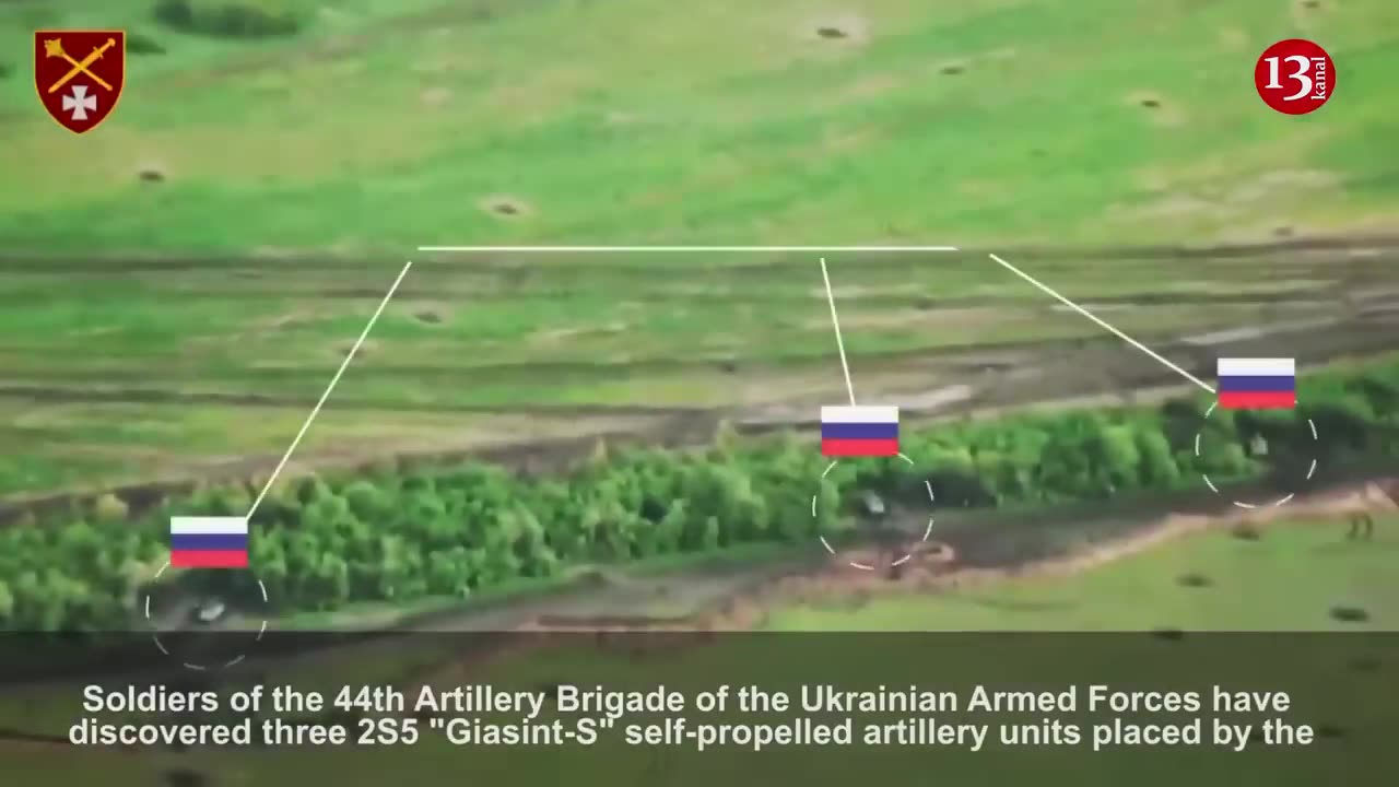 Three 2S5 "Giasint-S" artillery units placed in forest by Russians, were shelled from 70 meters