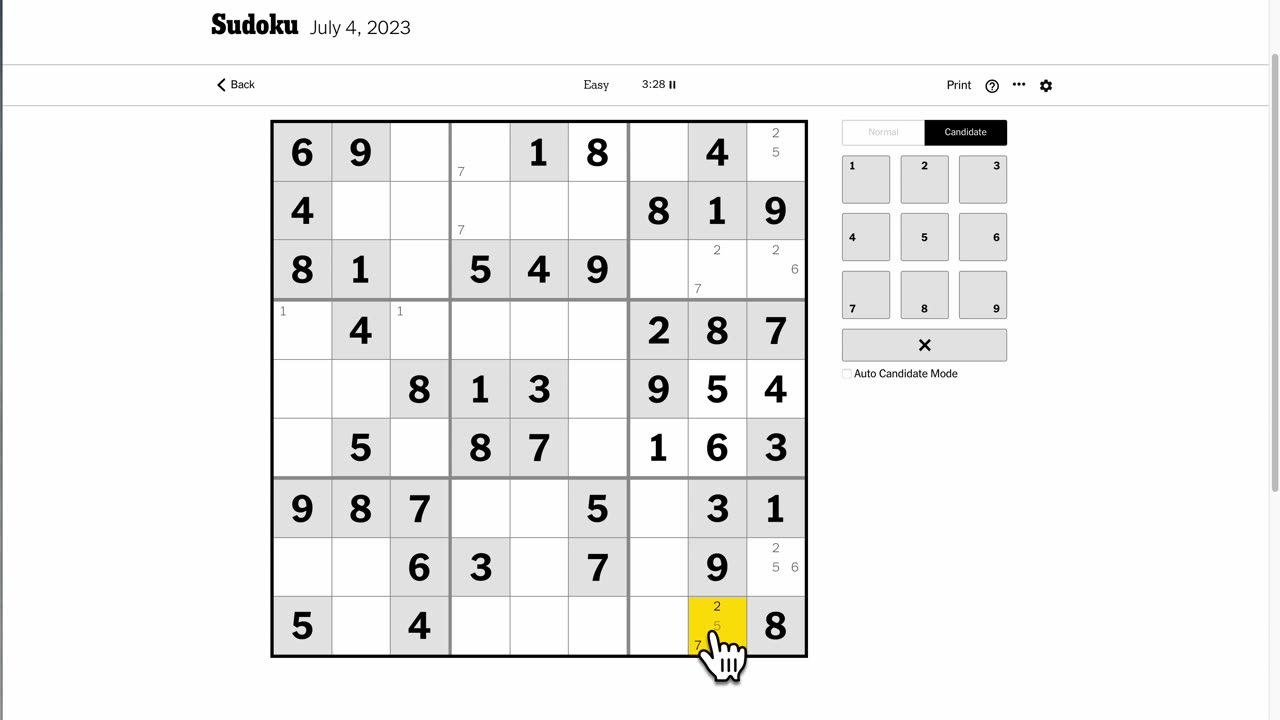 Sudoku 2023-07-04 easy