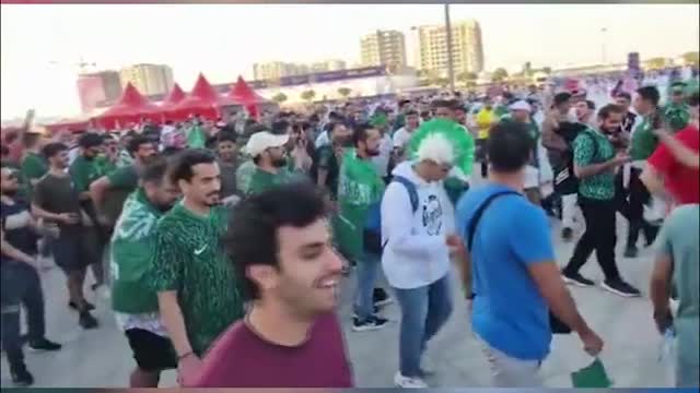 Saudi Arabia fans celebrate win against Argentina with Cristiano Ronaldo celebration