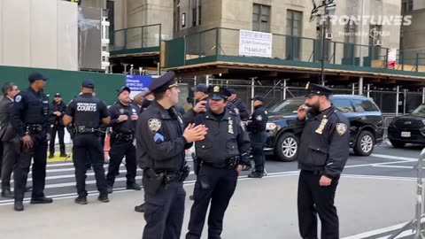 NYPD have blocked off and surrounded the entire entrance to the Manhattan Criminal courthouse