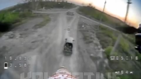 Arrival of an FPV kamikaze UAV on a Ukrainian Armed Forces pickup truck with personnel