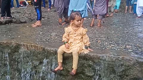 Enjoying water fall dulai Azad Kashmir