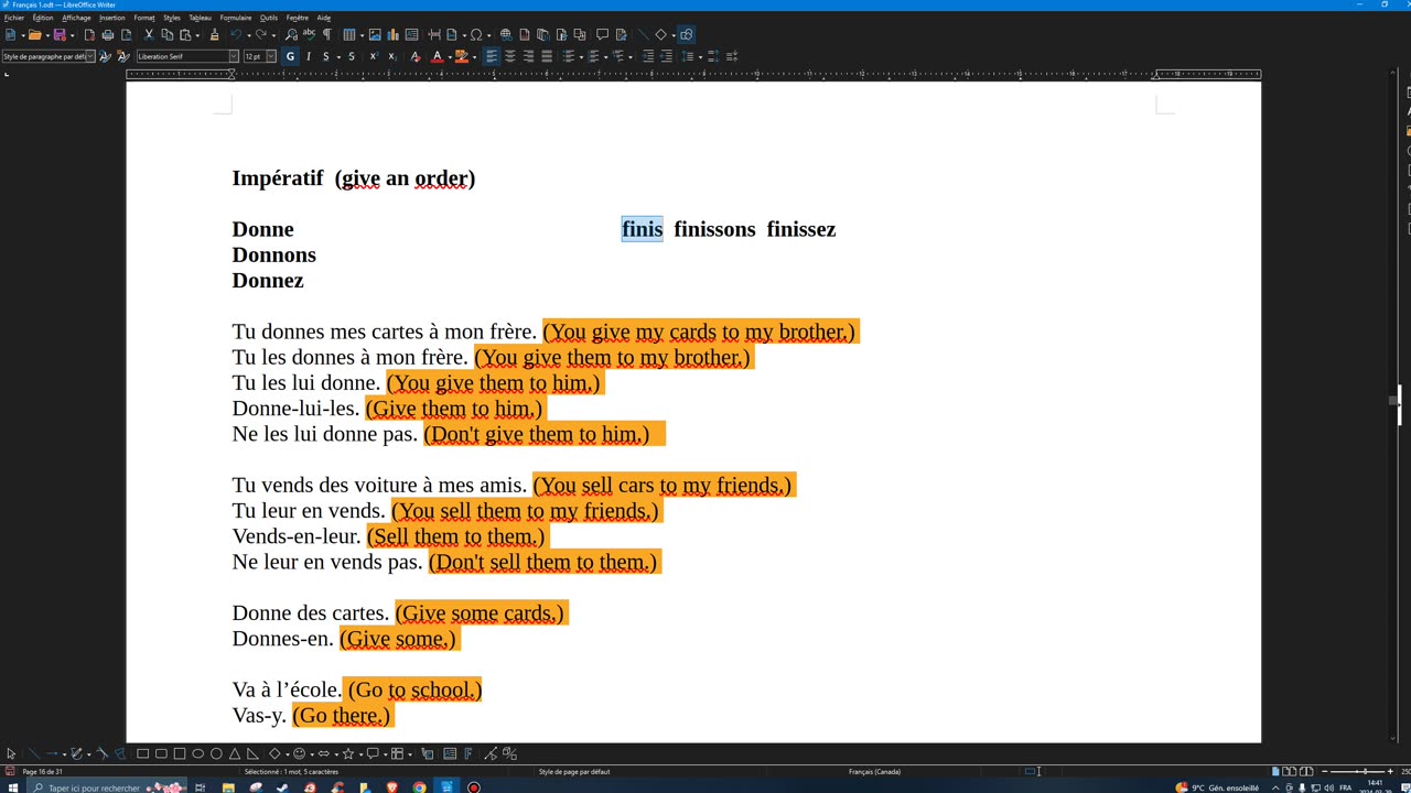 French 22 Impératif mood with combinations of object pronouns