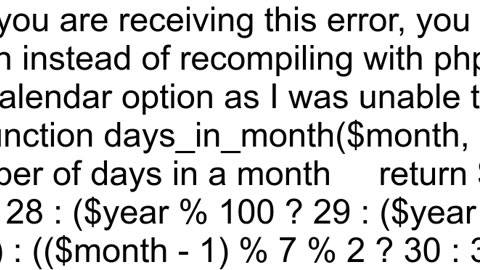 Call to undefined function cal_days_in_month error while running from server