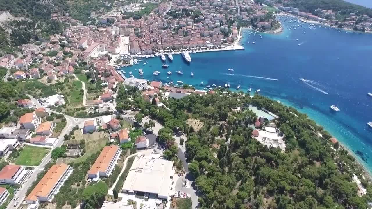 Island of Hvar, Croatia _ Beach, vacation, sea, trip, tourism _ 4K video _ Hvar island from drone