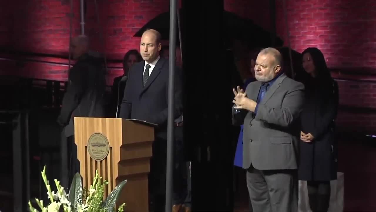 Prince William of Wales addresses Boston crowd shortly after arriving in US with Princess Kate