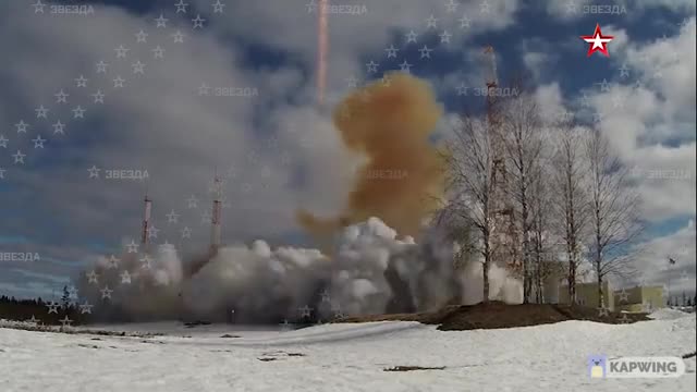 New footage of the launch of the Sarmat ICBM from the Plesetsk cosmodrome.