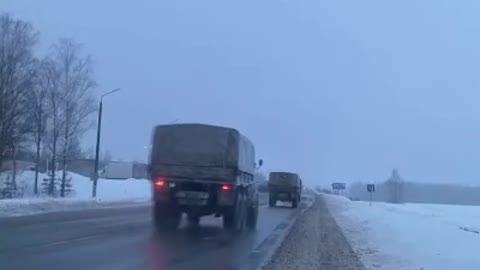 A column of military equipment was seen today near the Belarusian city of Lepel.