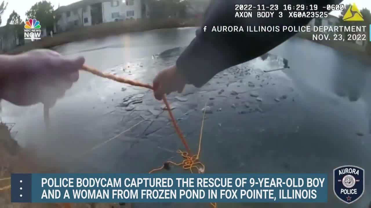 Police Bodycam Video Shows Illinois Officers Rescuing Boy, Woman From Frozen Pond