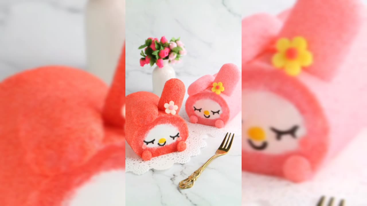 Cute Bunnies Roll Cake