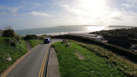 Drone footage Tenby beach Wales. 28th Oct 2022