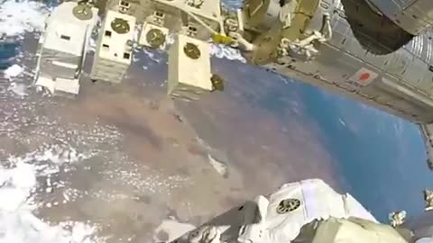 Astronaut's view of Earth during a spacewalk.