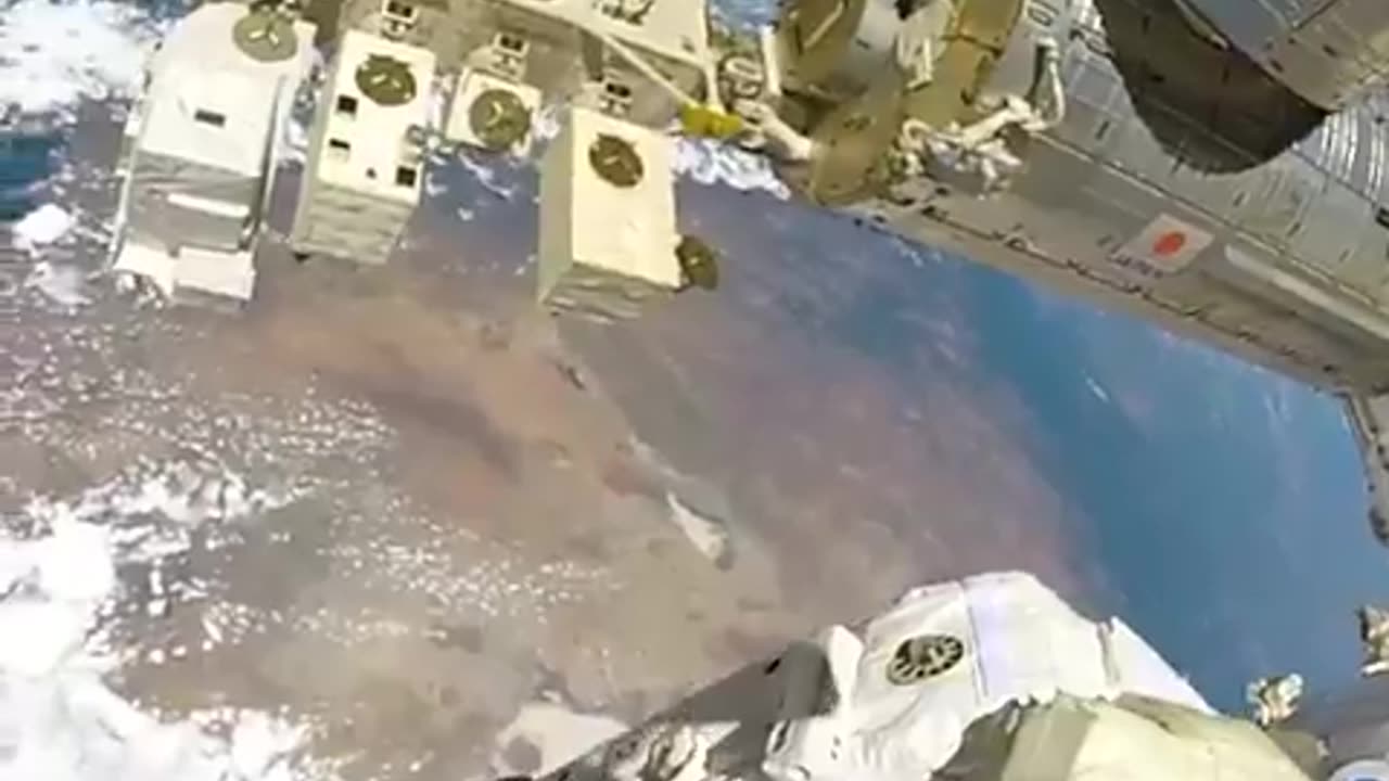 Astronaut's view of Earth during a spacewalk.
