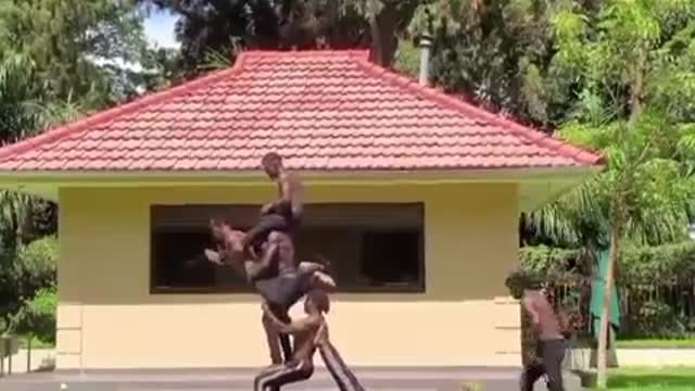 Group Of Men Perform Impressive Acrobatic Balancing Tricks