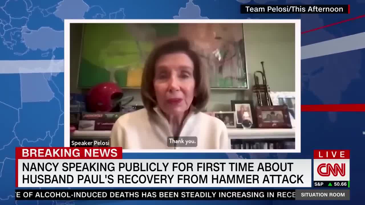 Nancy Pelosi releases first public on-camera comments since husband's attack