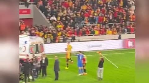 Fan Hits Goalkeeper with Corner Flag!