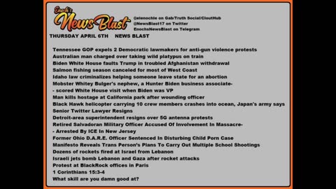 Thursday April 6,2023 News Blast. #Enoch #NewsBlastReading #NBR