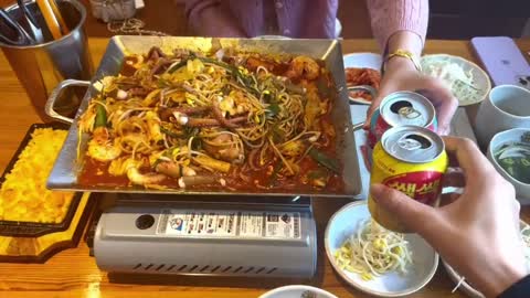 Love is eating a lot of food together