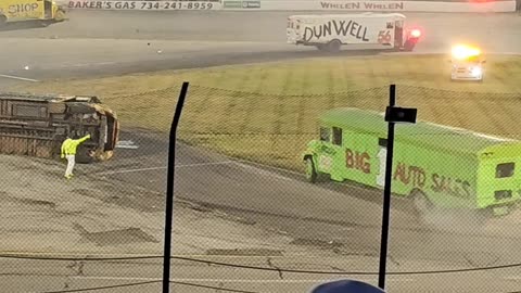 Flat Rock Speedway Figure 8 School Bus Race No Injuries June 10, 2023