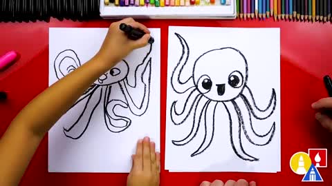 How To Draw An Octopus - Letter O - Preschool