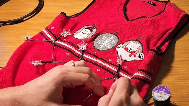 how to add Christmas lights to a sweater