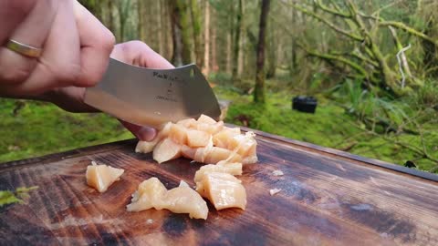 Lemon crunchy chicken cooked in the middle of the forest