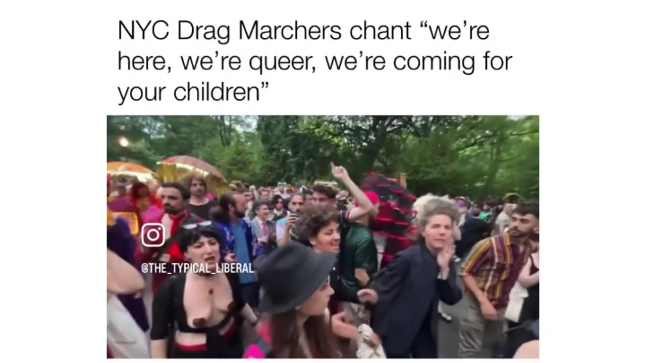 NYC DRAG MARCHERS CHANTING "WE'RE HERE, WE'RE QUEER, WE'RE COMING FOR YOUR CHILDREN
