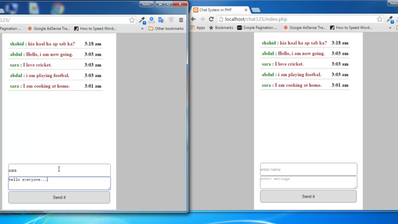 Chat System using PHP & AJAX in Urdu-Hindi 1 of 6