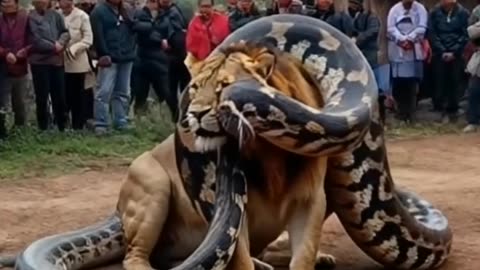 lion fight snake