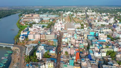 Velankanni Church drone shot