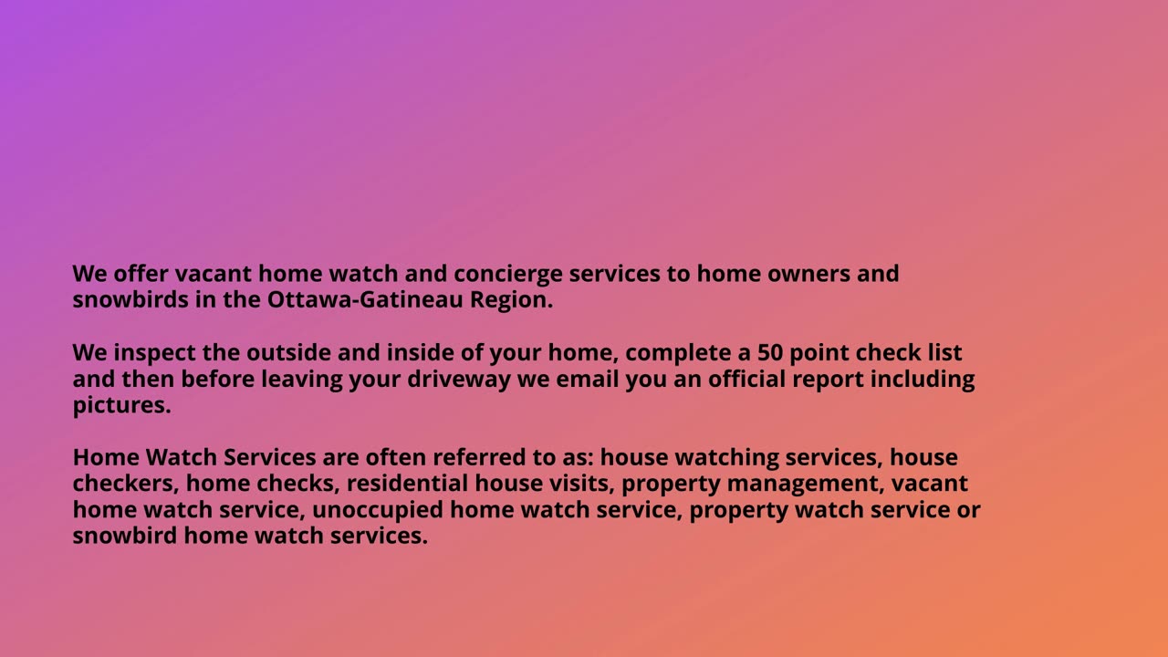 Ottawa home watch company