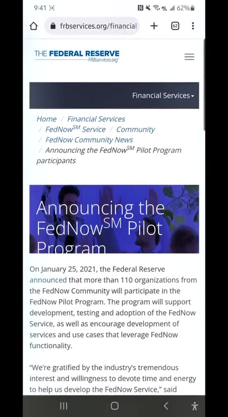 A list of all banks participating in the Fednow program