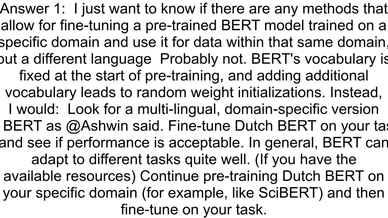 Finetune BERT for a specific domain on a different language