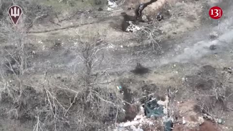 Ukrainian fighters attacking the position where the Russians were hiding