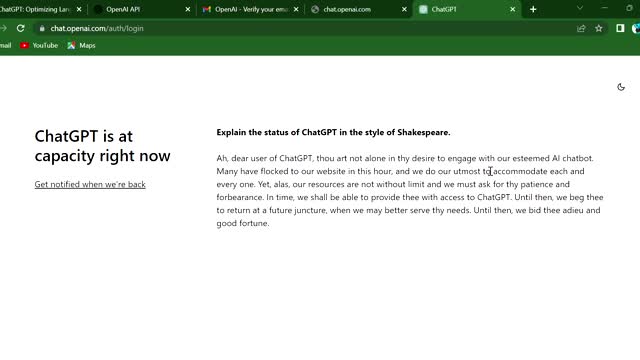 ChatGPT Over Capacity Issues