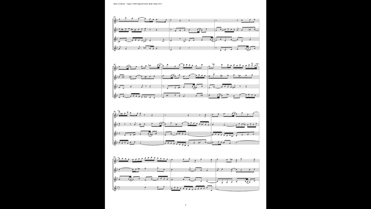 J.S. Bach - Well-Tempered Clavier: Part 1 - Fugue 01 (Clarinet Quartet)