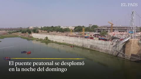 Puente derrumbado en India: las tareas de rescate, a vista de dron