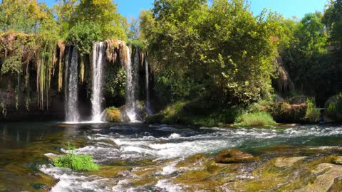 The view of the waterfall is very beautiful