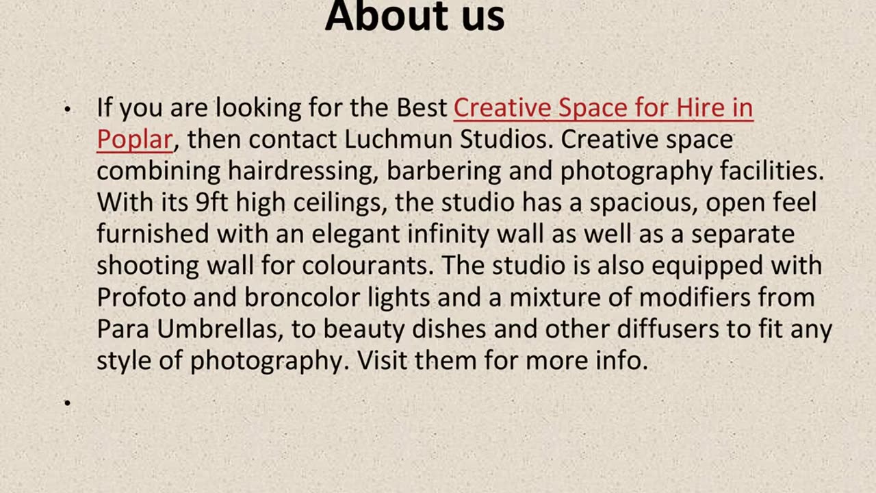 Best Creative Space for Hire in Poplar.