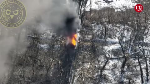 Crew members got out of the shot Russian tank but failed to escape