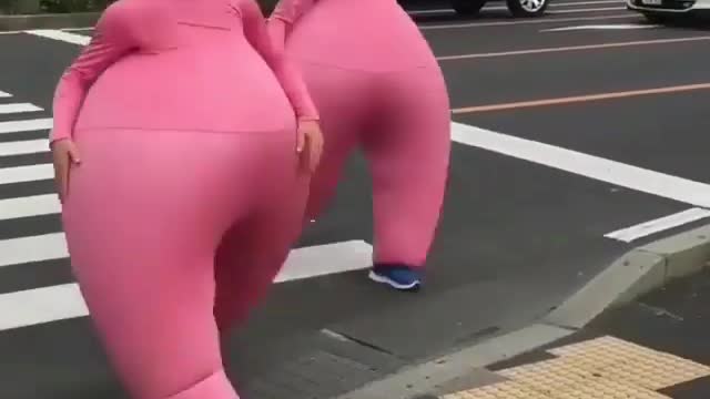 The pink army crossed the road