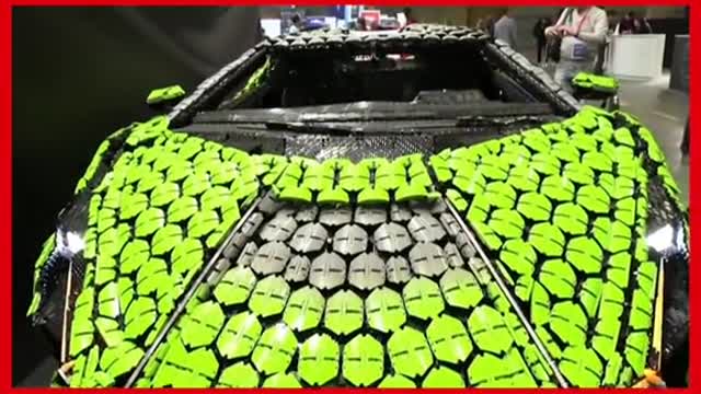 Lifesize Lamborghini made up of Lego pieces features at Paris Auto Show